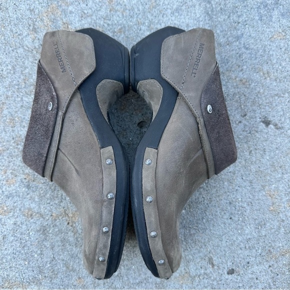 Merrell Drizzle Slip On Taupe Leather Clogs Mules with Studs Size 8 - Picture 5 of 8